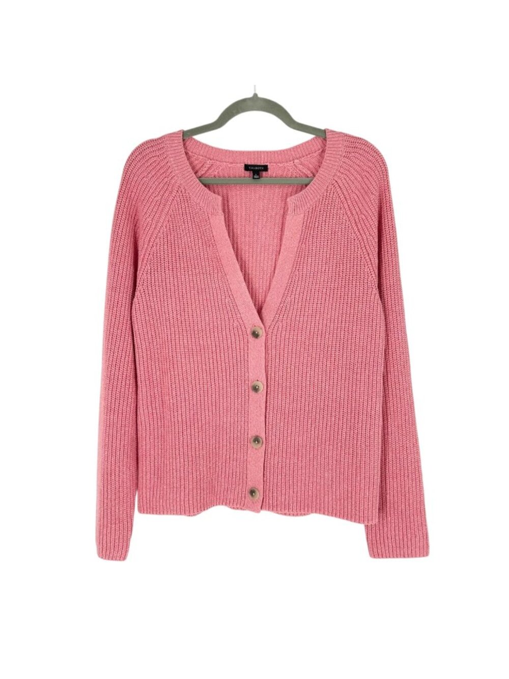 Talbots Shaker Stitch V-Neck Button Cardigan Sweater
